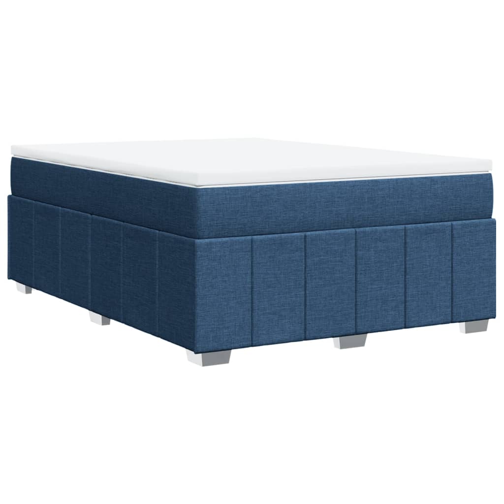 vidaXL Κρεβάτι Boxspring με Στρώμα Μπλε 160x200 εκ. Υφασμάτινο