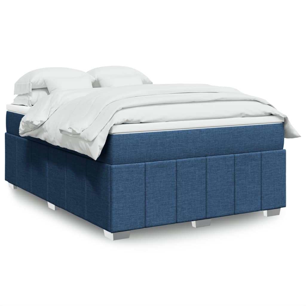 vidaXL Κρεβάτι Boxspring με Στρώμα Μπλε 160x200 εκ. Υφασμάτινο
