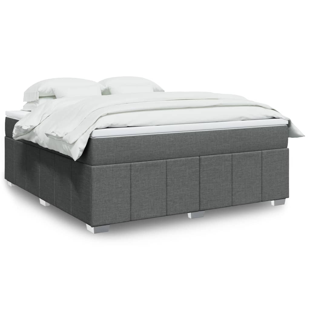 vidaXL Κρεβάτι Boxspring με Στρώμα Σκούρο Γκρι 180x200 εκ Υφασμάτιν