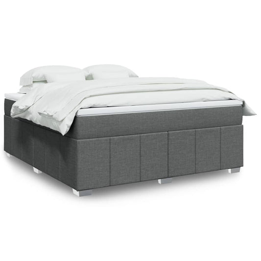 vidaXL Κρεβάτι Boxspring με Στρώμα Σκούρο Γκρι 180x200 εκ Υφασμάτιν