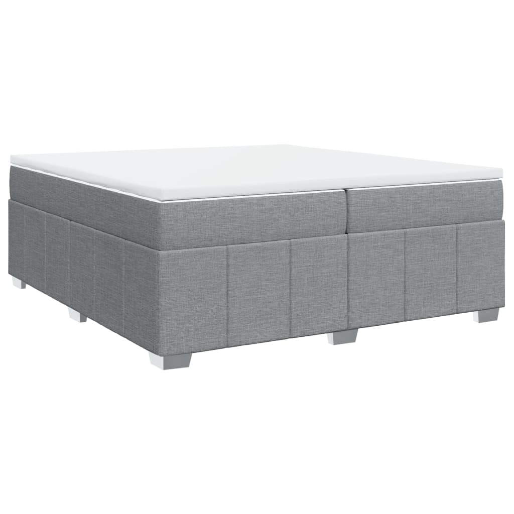vidaXL Κρεβάτι Boxspring με Στρώμα Ανοιχτό Γκρι 200x200 εκ. Υφασμάτινο