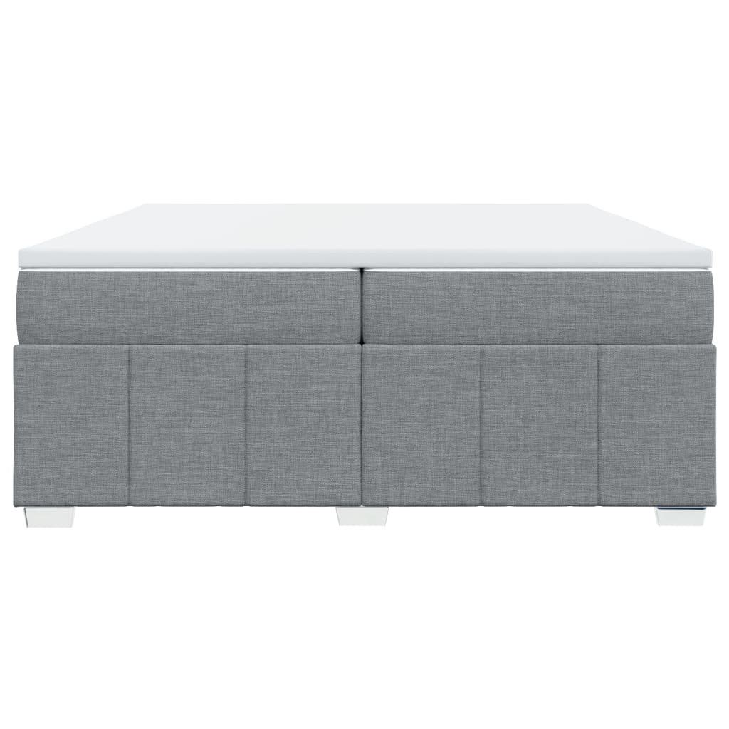 vidaXL Κρεβάτι Boxspring με Στρώμα Ανοιχτό Γκρι 200x200 εκ. Υφασμάτινο