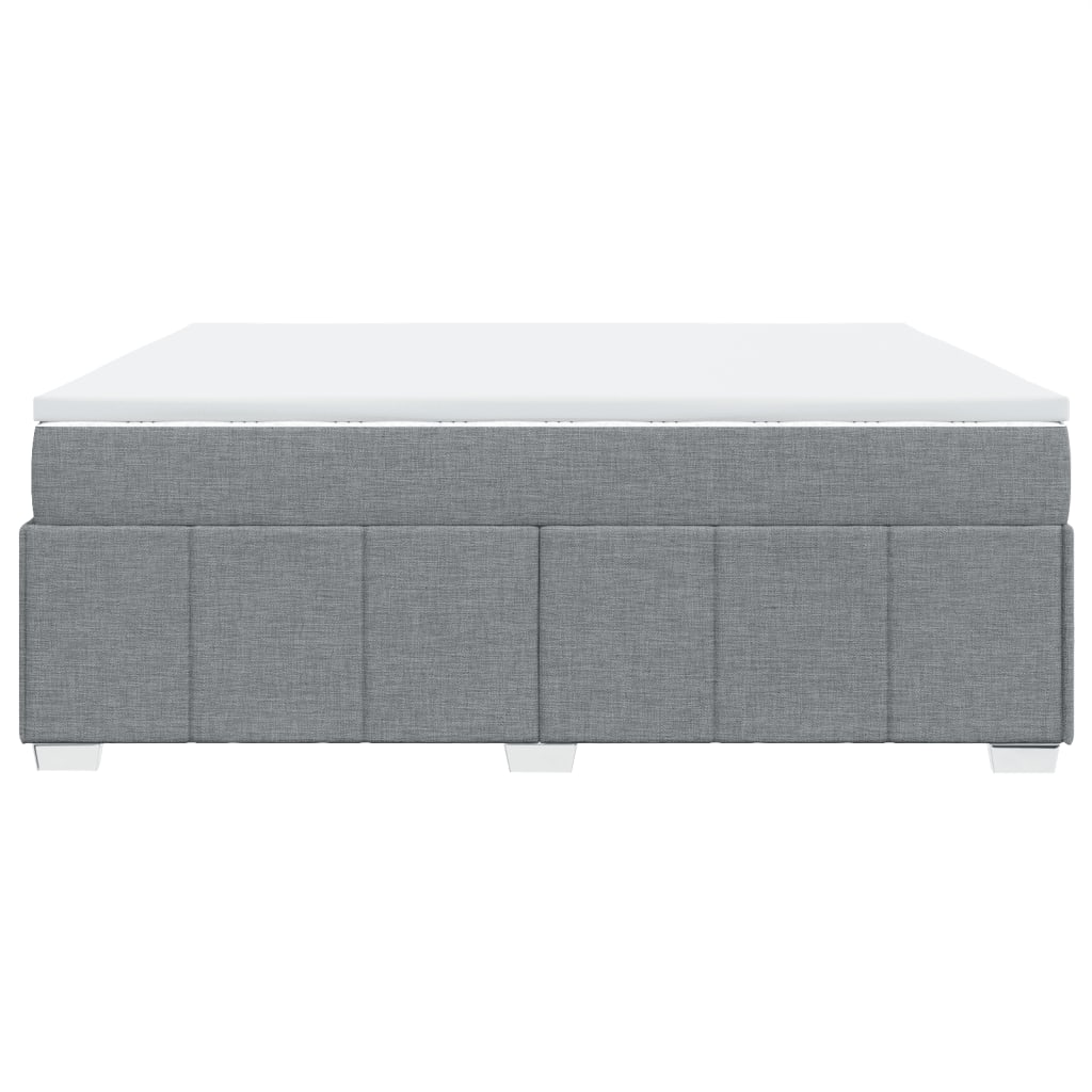 vidaXL Κρεβάτι Boxspring με Στρώμα Ανοιχτό Γκρι 200x200 εκ. Υφασμάτινο