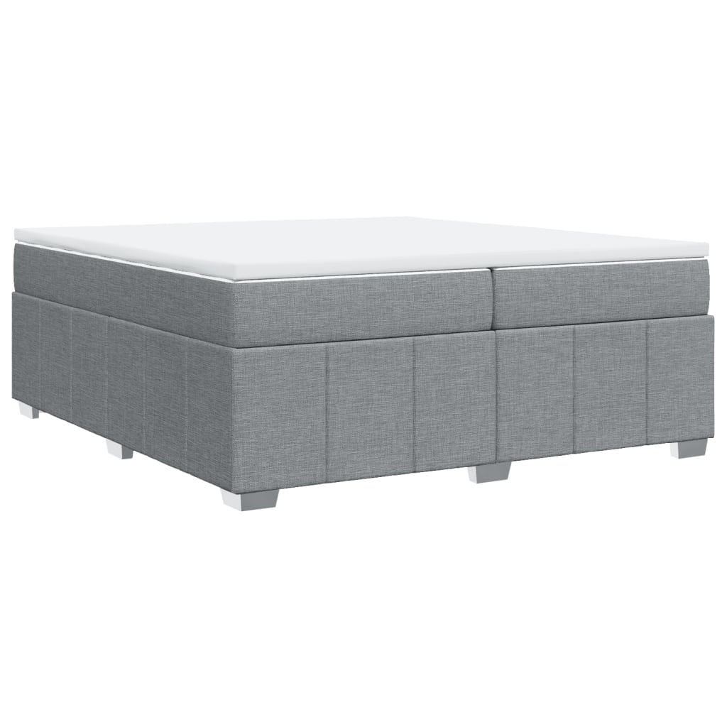 vidaXL Κρεβάτι Boxspring με Στρώμα Ανοιχτό Γκρι 200x200 εκ. Υφασμάτινο