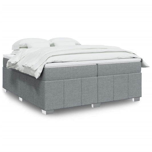 vidaXL Κρεβάτι Boxspring με Στρώμα Ανοιχτό Γκρι 200x200 εκ. Υφασμάτινο