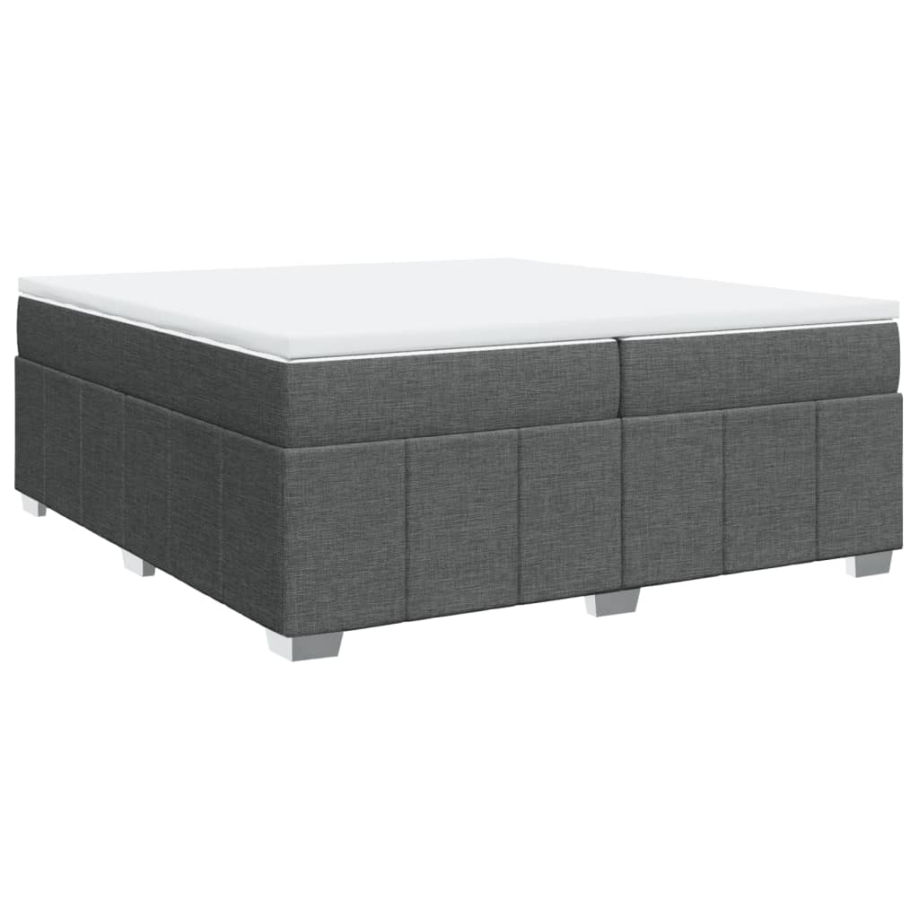 vidaXL Κρεβάτι Boxspring με Στρώμα Σκούρο Γκρι 200x200 εκ. Υφασμάτινο