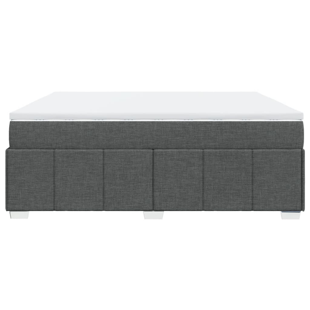 vidaXL Κρεβάτι Boxspring με Στρώμα Σκούρο Γκρι 200x200 εκ. Υφασμάτινο