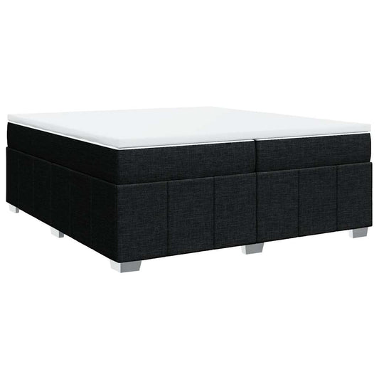 vidaXL Κρεβάτι Boxspring με Στρώμα Μαύρο 200x200 εκ. Υφασμάτινο