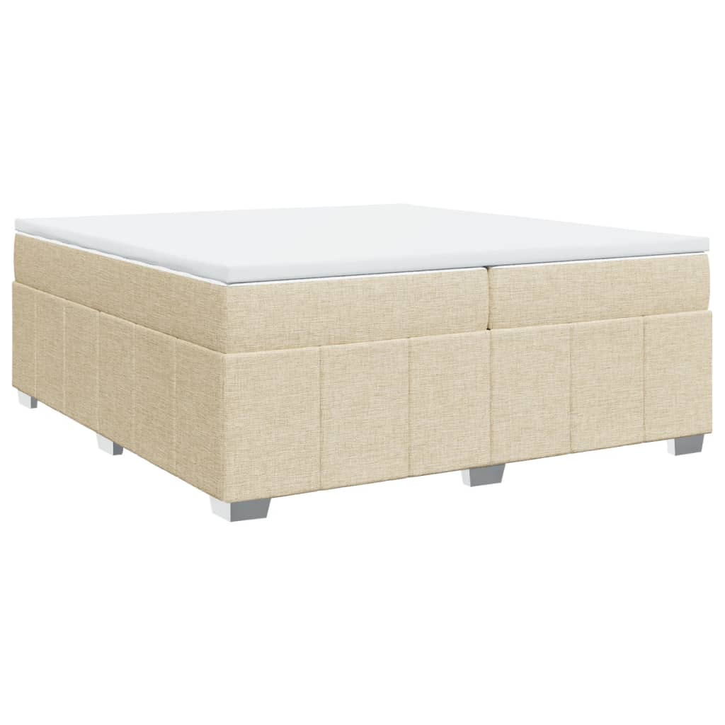 vidaXL Κρεβάτι Boxspring με Στρώμα Κρεμ 200x200 εκ. Υφασμάτινο