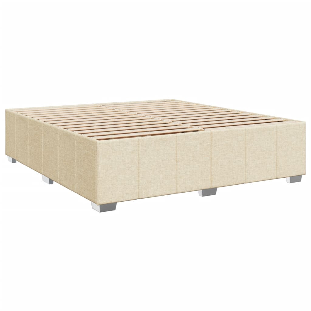 vidaXL Κρεβάτι Boxspring με Στρώμα Κρεμ 200x200 εκ. Υφασμάτινο