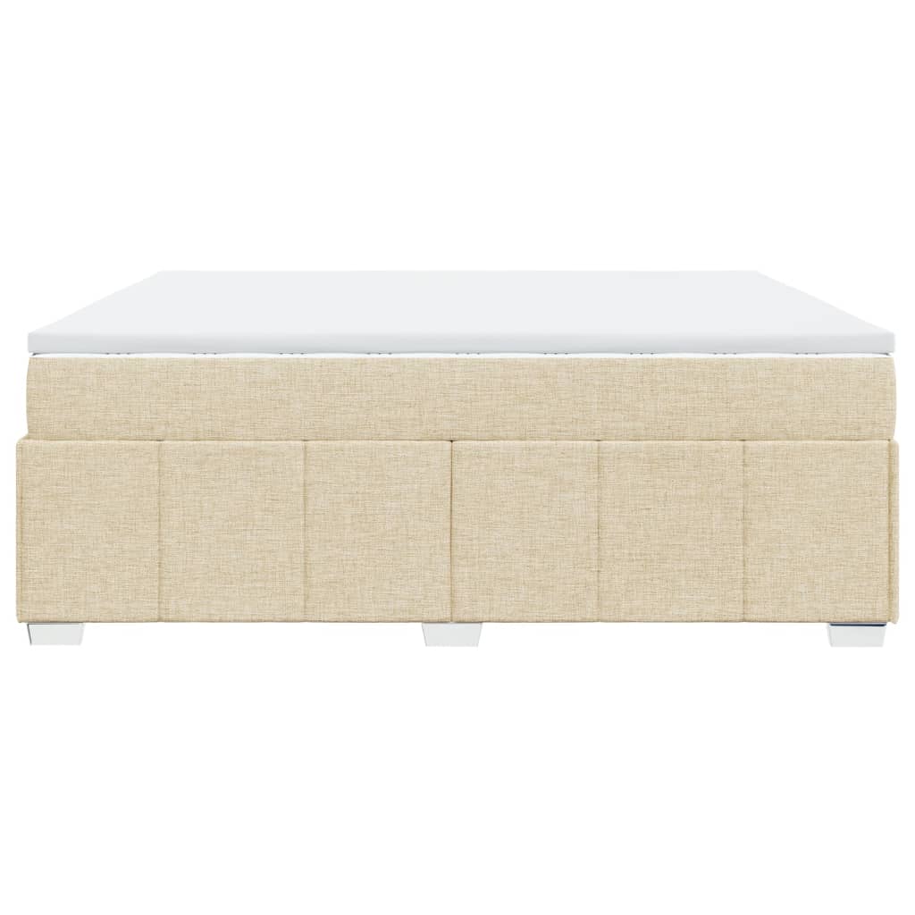 vidaXL Κρεβάτι Boxspring με Στρώμα Κρεμ 200x200 εκ. Υφασμάτινο