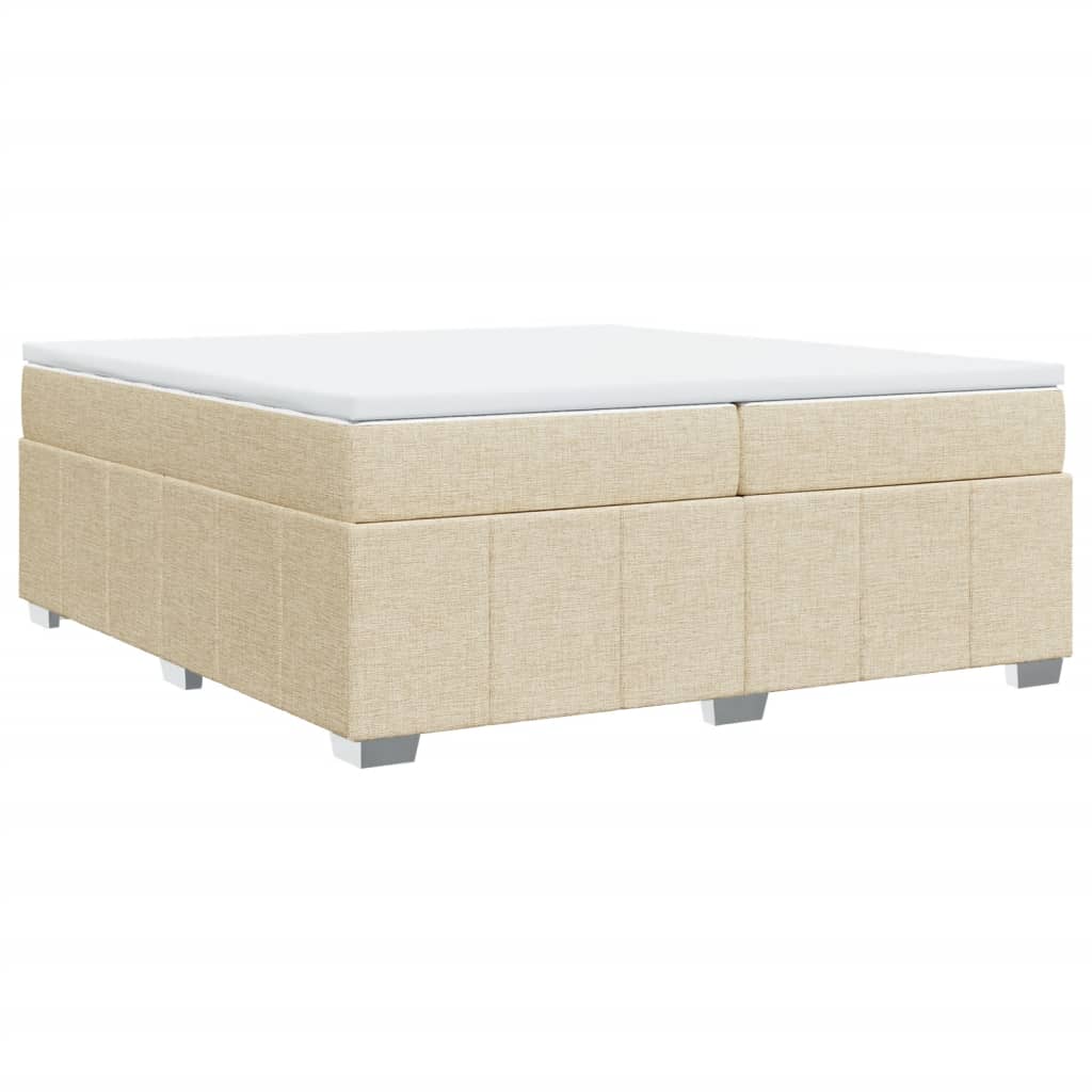 vidaXL Κρεβάτι Boxspring με Στρώμα Κρεμ 200x200 εκ. Υφασμάτινο