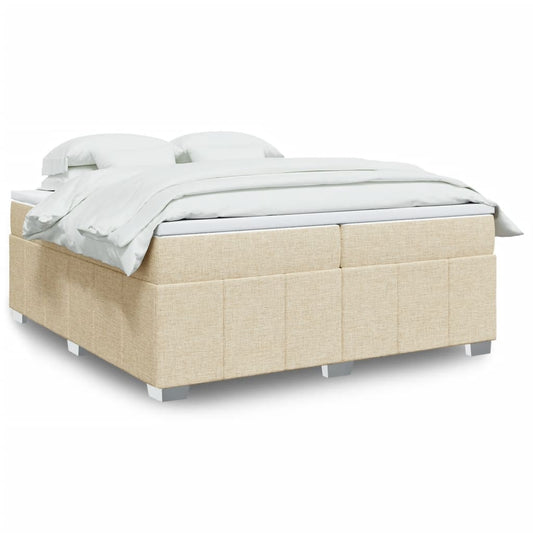 vidaXL Κρεβάτι Boxspring με Στρώμα Κρεμ 200x200 εκ. Υφασμάτινο