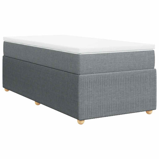 vidaXL Κρεβάτι Boxspring με Στρώμα Ανοιχτό Γκρι 80x200 εκ. Υφασμάτινο