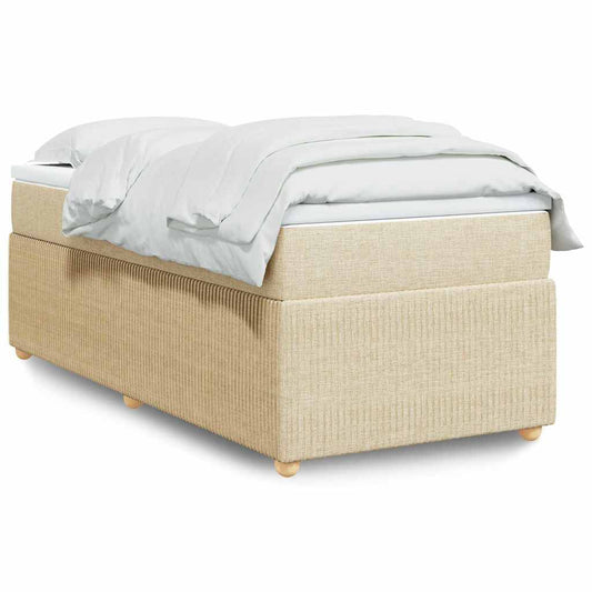 vidaXL Κρεβάτι Boxspring με Στρώμα Κρεμ 80 x 200 εκ. Υφασμάτινο