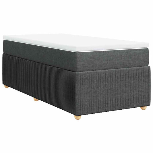 vidaXL Κρεβάτι Boxspring με Στρώμα Σκούρο Γκρι 90x190 εκ. Υφασμάτινο