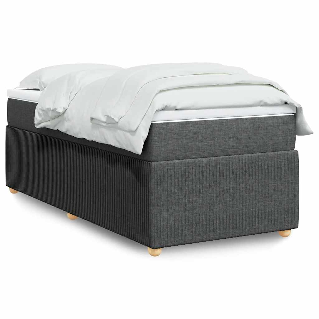 vidaXL Κρεβάτι Boxspring με Στρώμα Σκούρο Γκρι 90x190 εκ. Υφασμάτινο