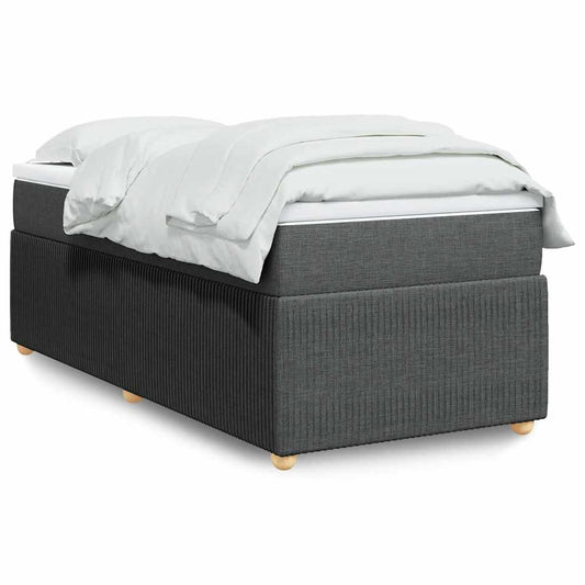 vidaXL Κρεβάτι Boxspring με Στρώμα Σκούρο Γκρι 90x190 εκ. Υφασμάτινο