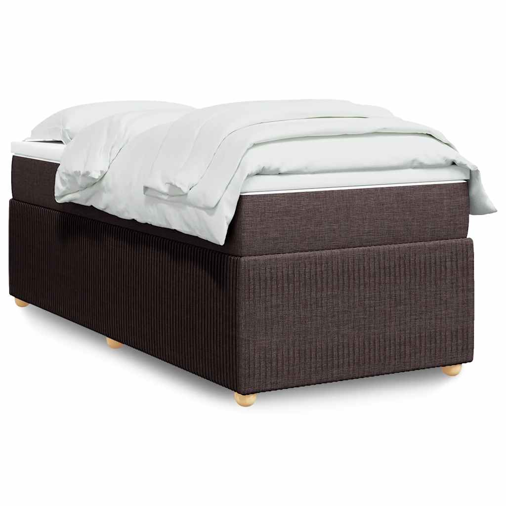 vidaXL Κρεβάτι Boxspring με Στρώμα Σκούρο Καφέ 90x190 εκ. Υφασμάτινο