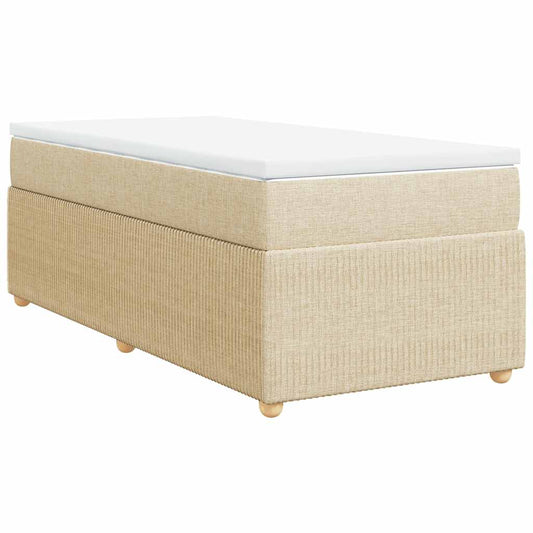 vidaXL Κρεβάτι Boxspring με Στρώμα Κρεμ 90x190 εκ.Υφασμάτινο