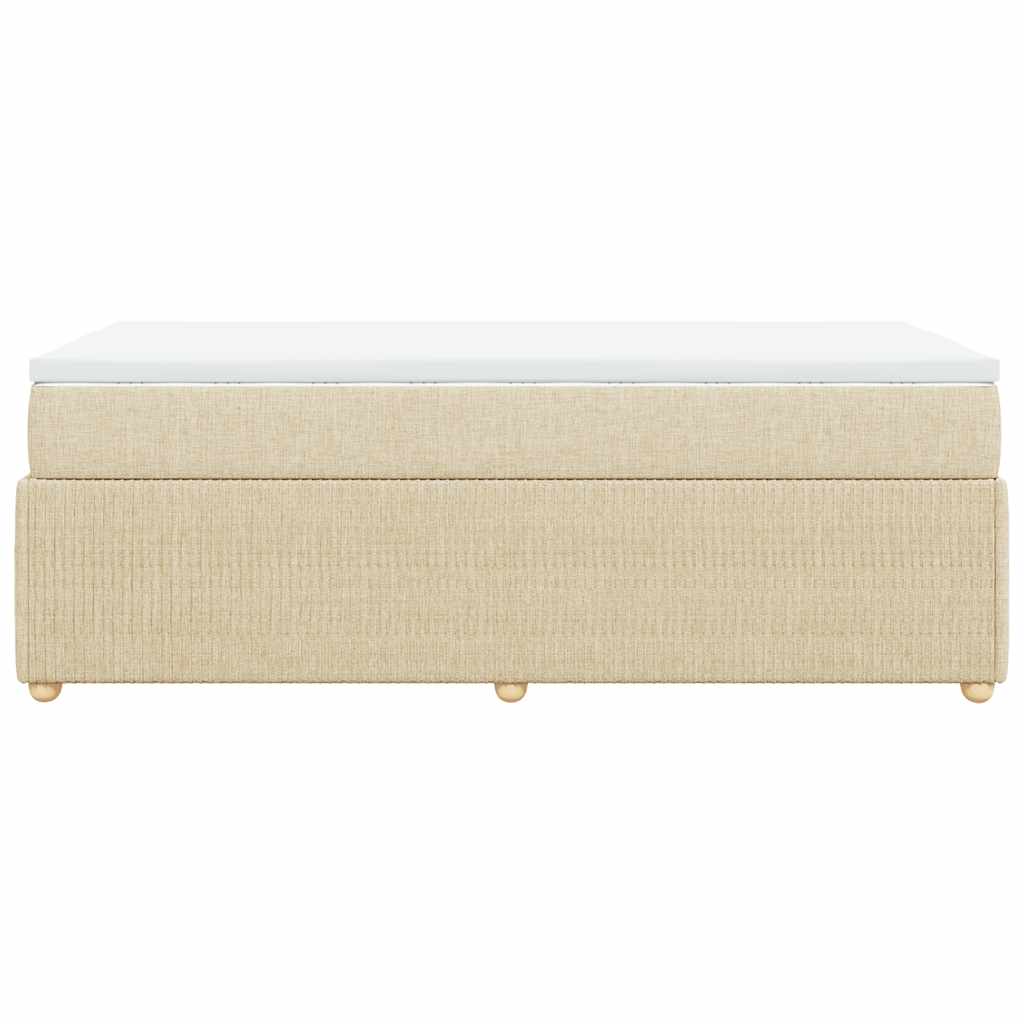 vidaXL Κρεβάτι Boxspring με Στρώμα Κρεμ 90x190 εκ.Υφασμάτινο