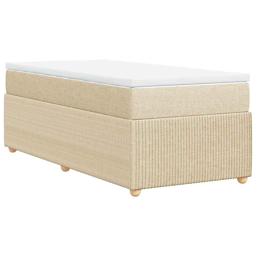 vidaXL Κρεβάτι Boxspring με Στρώμα Κρεμ 90x190 εκ.Υφασμάτινο