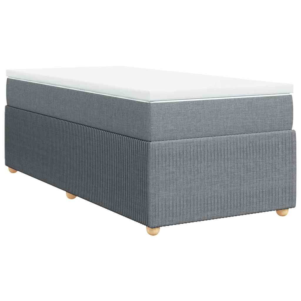 vidaXL Κρεβάτι Boxspring με Στρώμα Ανοιχτό Γκρι 90x200 εκ. Υφασμάτινο