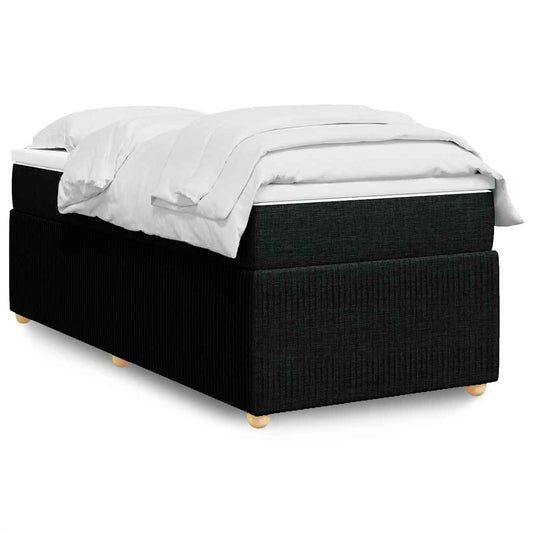 vidaXL Κρεβάτι Boxspring με Στρώμα Μαύρο 90x200 εκ. Υφασμάτινο