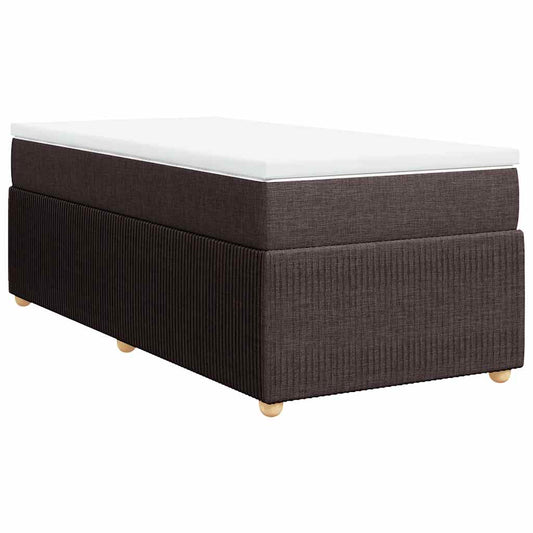 vidaXL Κρεβάτι Boxspring με Στρώμα Σκούρο Καφέ 90x200 εκ. Υφασμάτινο