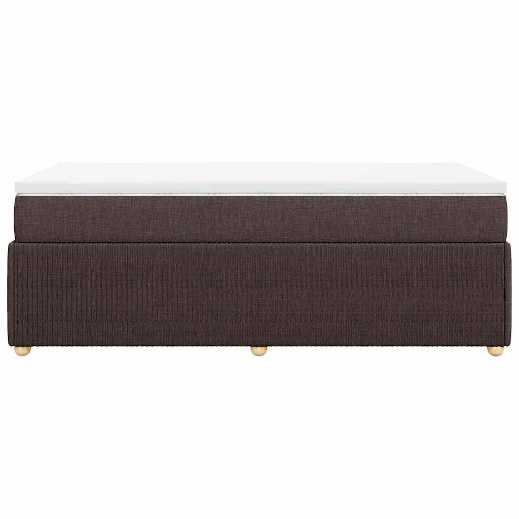 vidaXL Κρεβάτι Boxspring με Στρώμα Σκούρο Καφέ 90x200 εκ. Υφασμάτινο