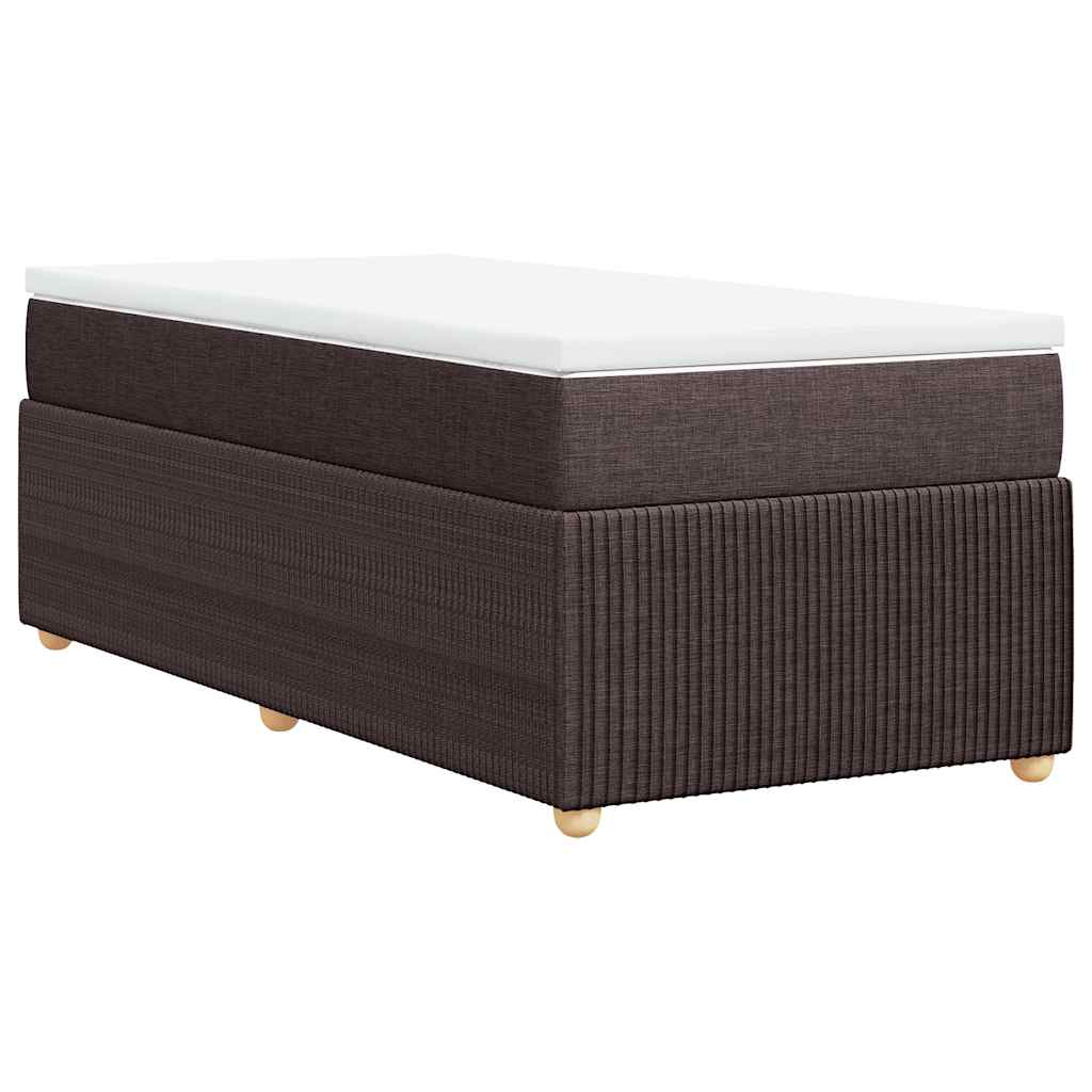 vidaXL Κρεβάτι Boxspring με Στρώμα Σκούρο Καφέ 90x200 εκ. Υφασμάτινο