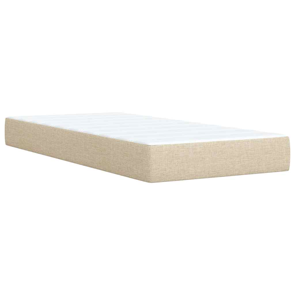 vidaXL Κρεβάτι Boxspring με Στρώμα Κρεμ 90x200 εκ.Υφασμάτινο