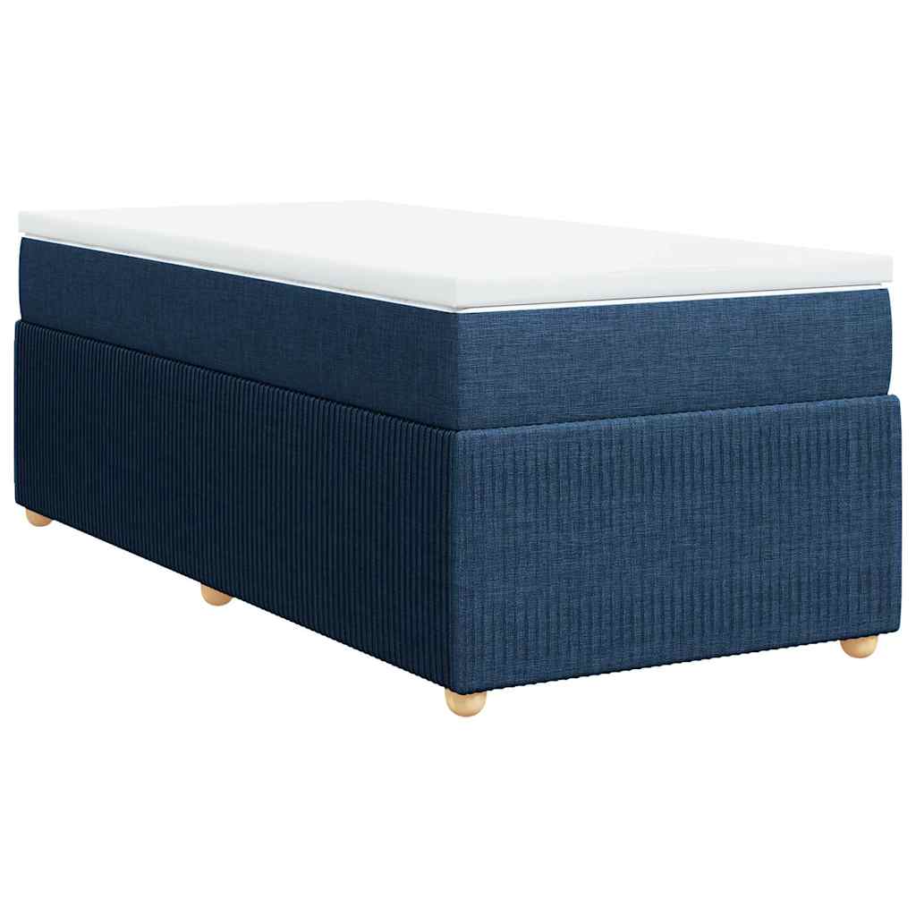 vidaXL Κρεβάτι Boxspring με Στρώμα Μπλε 90x200 εκ.Υφασμάτινο