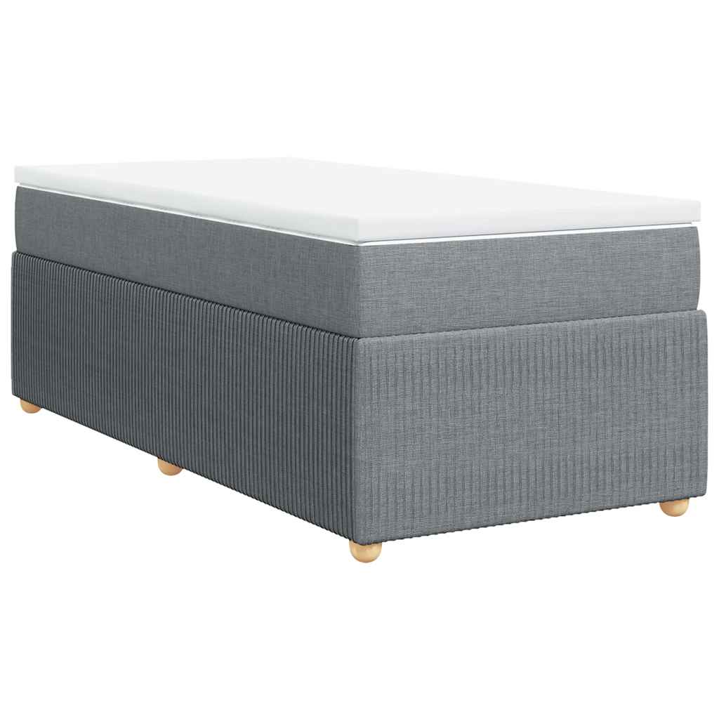 vidaXL Κρεβάτι Boxspring με Στρώμα Ανοιχτό Γκρι 100x200 εκ. Υφασμάτινο