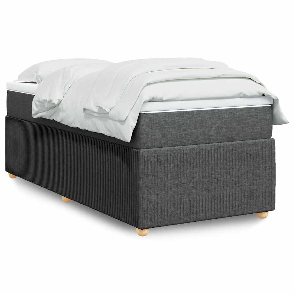vidaXL Κρεβάτι Boxspring με Στρώμα Σκούρο Γκρι 100x200 εκ. Υφασμάτινο