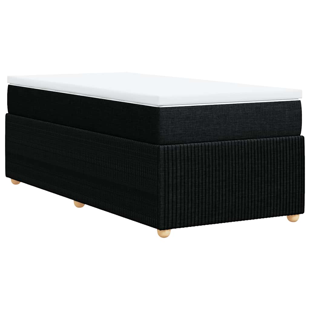 vidaXL Κρεβάτι Boxspring με Στρώμα Μαύρο 100 x 200 εκ. Υφασμάτινο