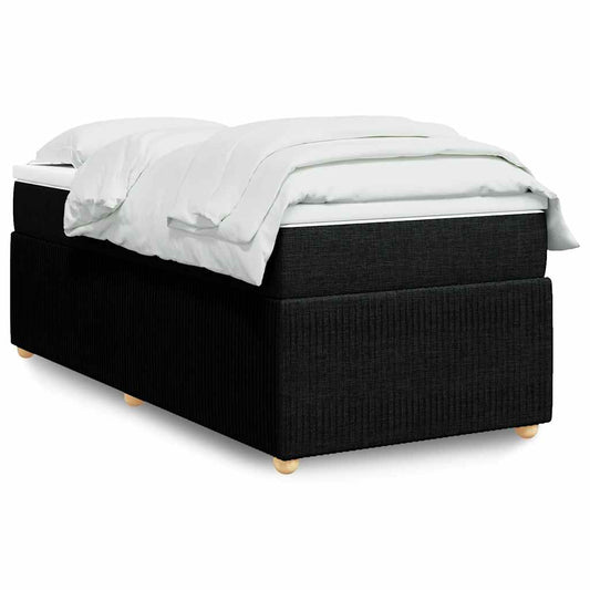 vidaXL Κρεβάτι Boxspring με Στρώμα Μαύρο 100 x 200 εκ. Υφασμάτινο