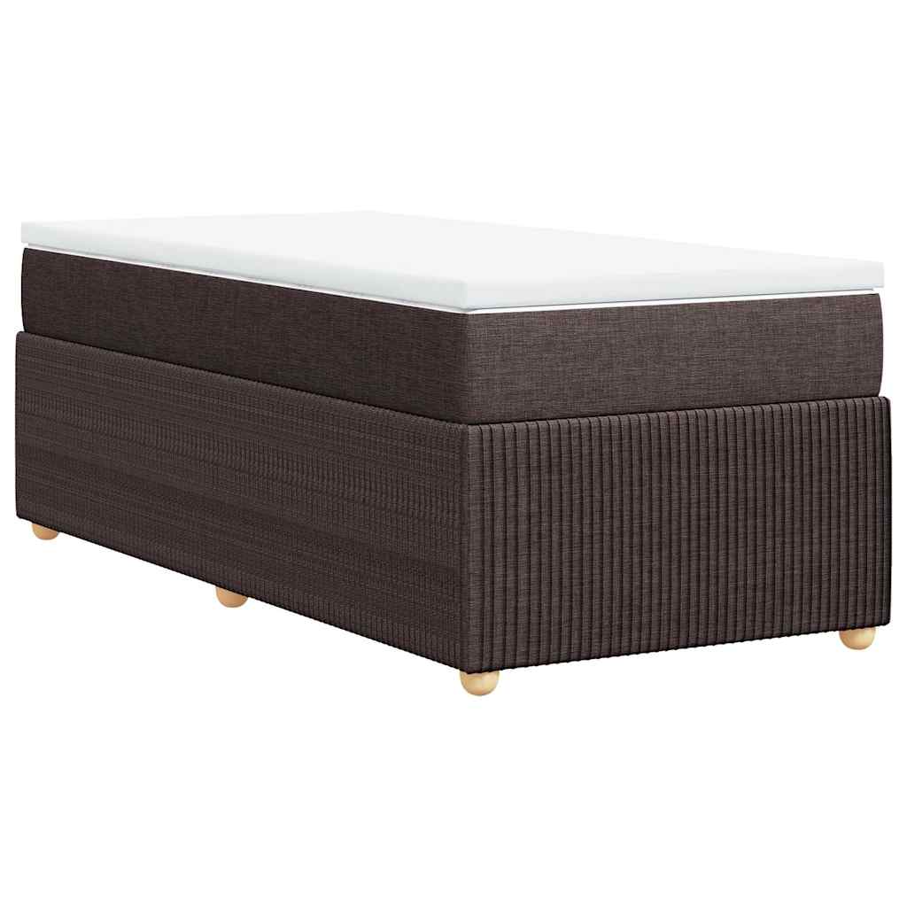 vidaXL Κρεβάτι Boxspring με Στρώμα Σκούρο Καφέ 100x200 εκ. Υφασμάτινο