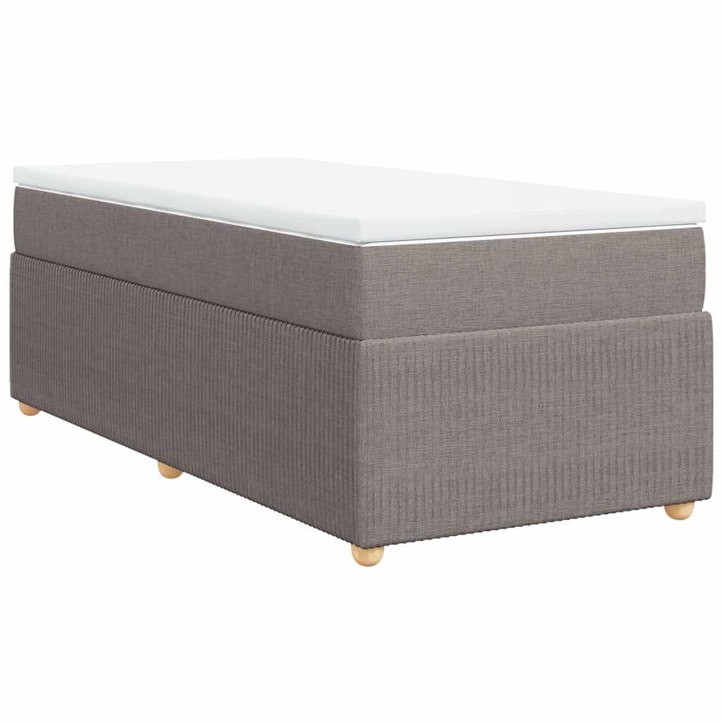vidaXL Κρεβάτι Boxspring με Στρώμα Taupe 100 x 200 εκ. Υφασμάτινο