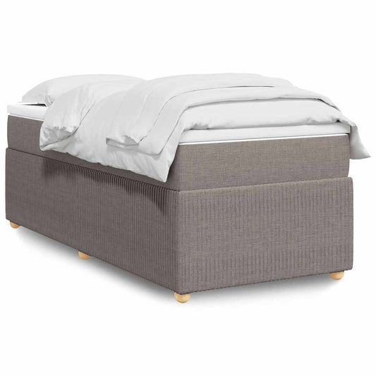 vidaXL Κρεβάτι Boxspring με Στρώμα Taupe 100 x 200 εκ. Υφασμάτινο