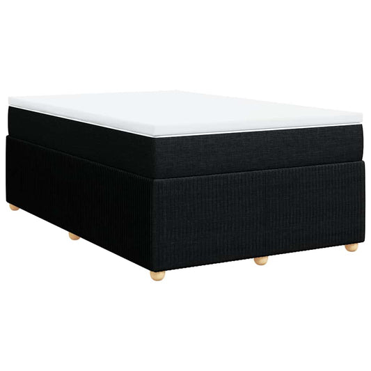 vidaXL Κρεβάτι Boxspring με Στρώμα Μαύρο 120x190 εκ. Υφασμάτινο