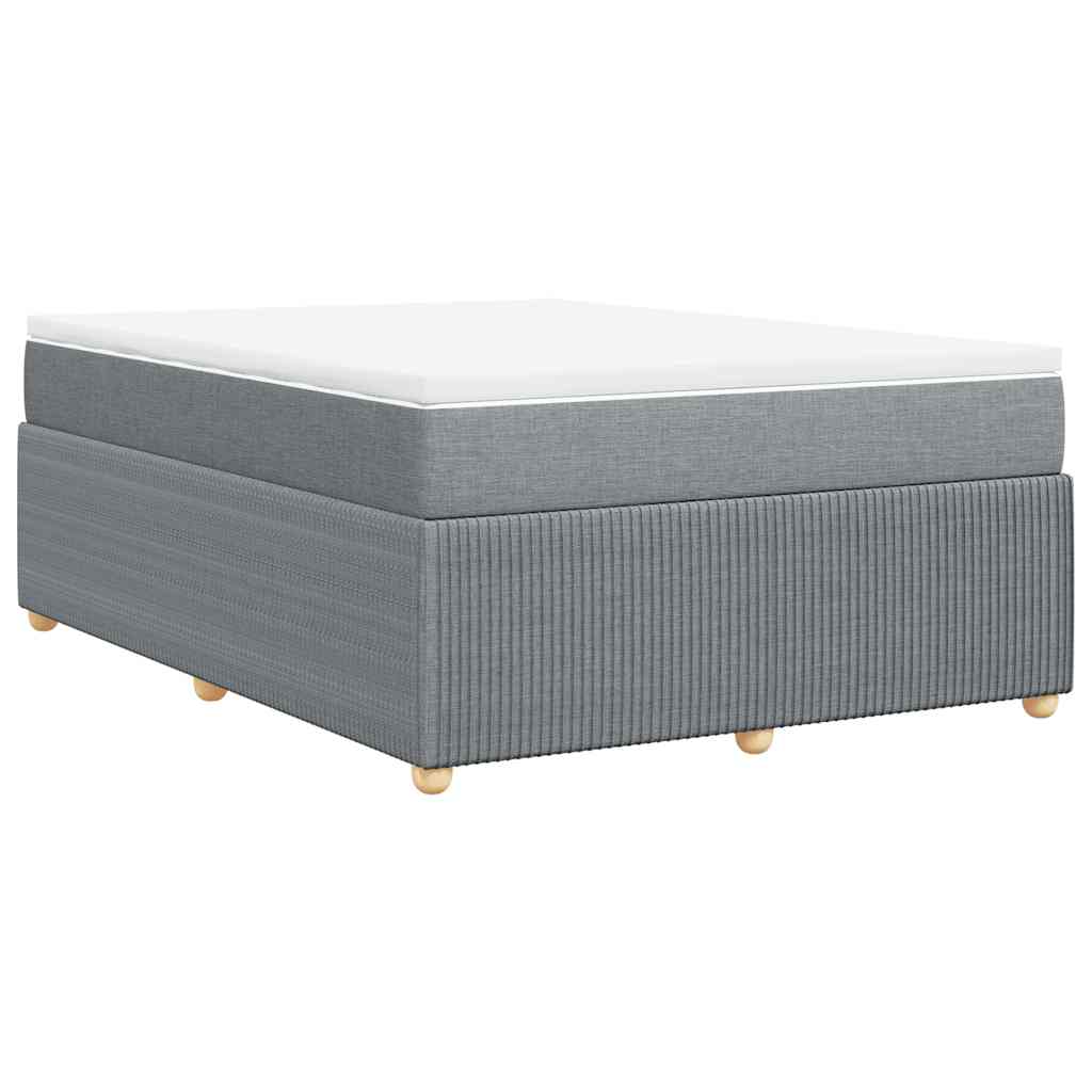 vidaXL Κρεβάτι Boxspring με Στρώμα Ανοιχτό Γκρι 140x190 εκ. Υφασμάτινο