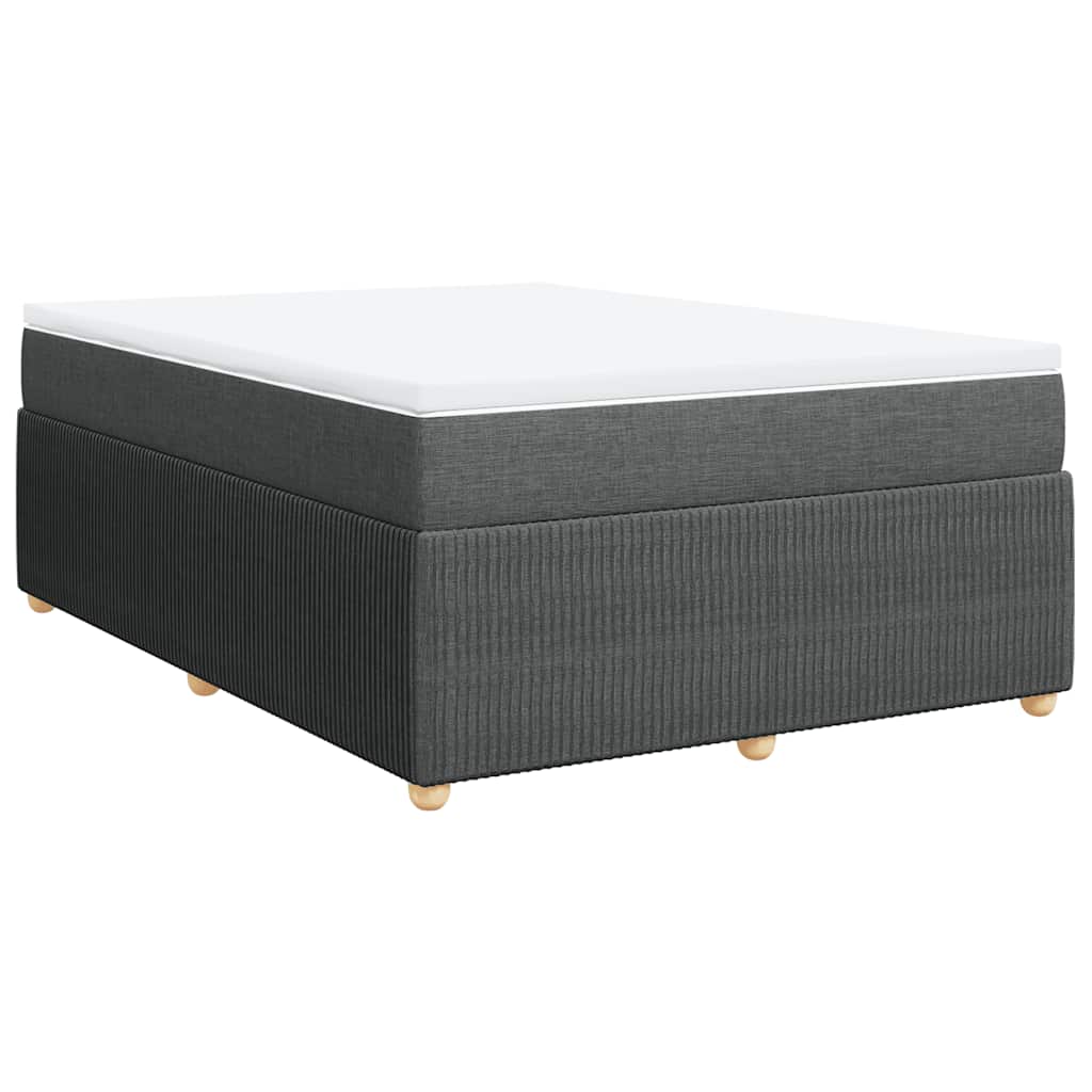 vidaXL Κρεβάτι Boxspring με Στρώμα Σκούρο Γκρι 140x190 εκ. Υφασμάτινο