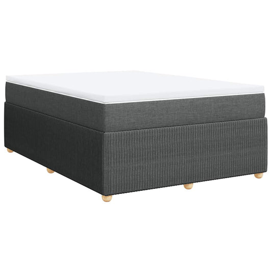 vidaXL Κρεβάτι Boxspring με Στρώμα Σκούρο Γκρι 140x190 εκ. Υφασμάτινο