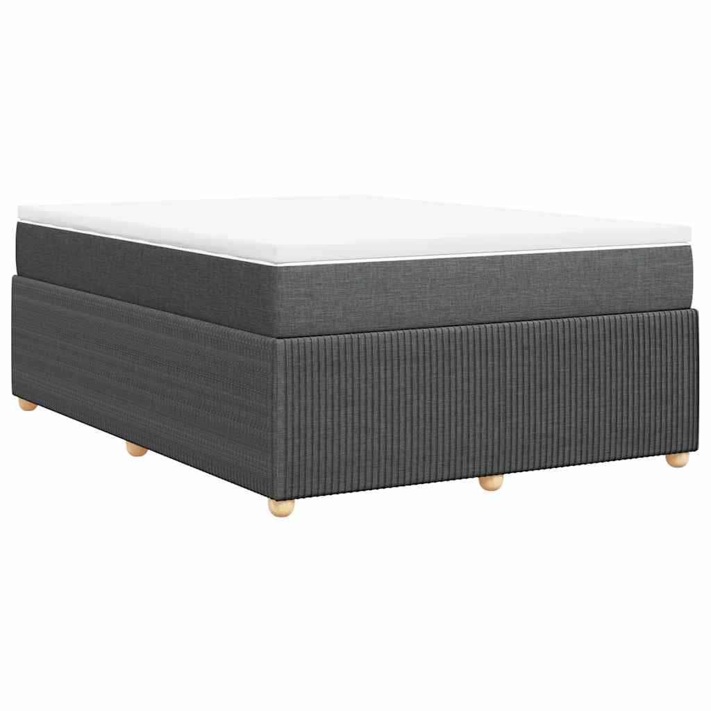 vidaXL Κρεβάτι Boxspring με Στρώμα Σκούρο Γκρι 140x190 εκ. Υφασμάτινο