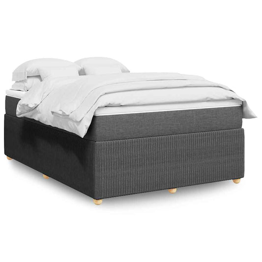 vidaXL Κρεβάτι Boxspring με Στρώμα Σκούρο Γκρι 140x190 εκ. Υφασμάτινο