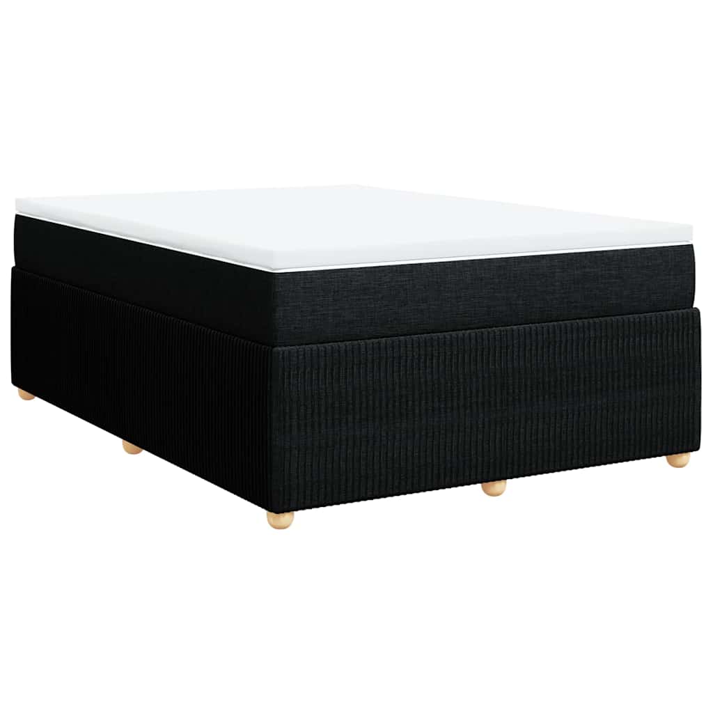 vidaXL Κρεβάτι Boxspring με Στρώμα Μαύρο 140x190 εκ. Υφασμάτινο