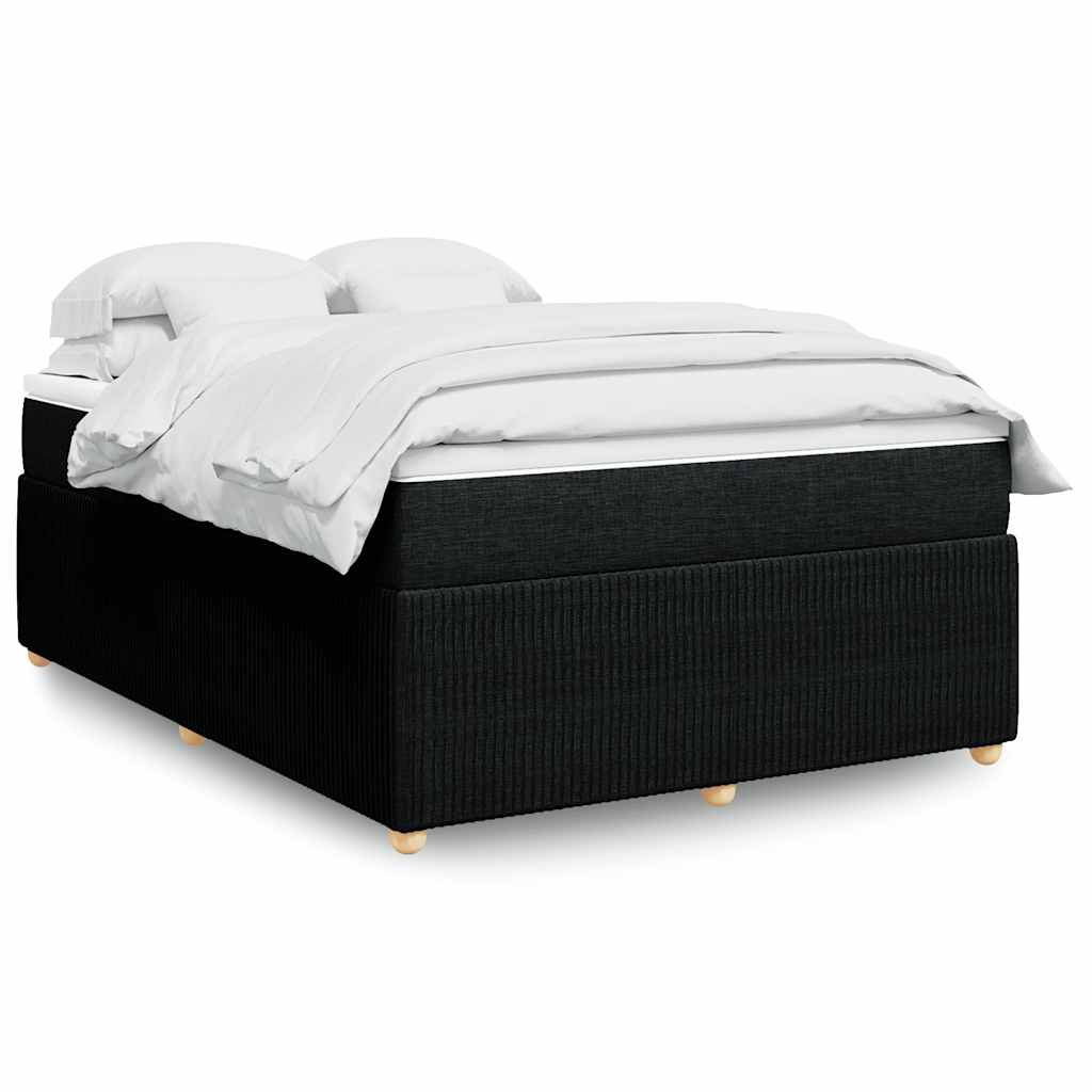 vidaXL Κρεβάτι Boxspring με Στρώμα Μαύρο 140x190 εκ. Υφασμάτινο
