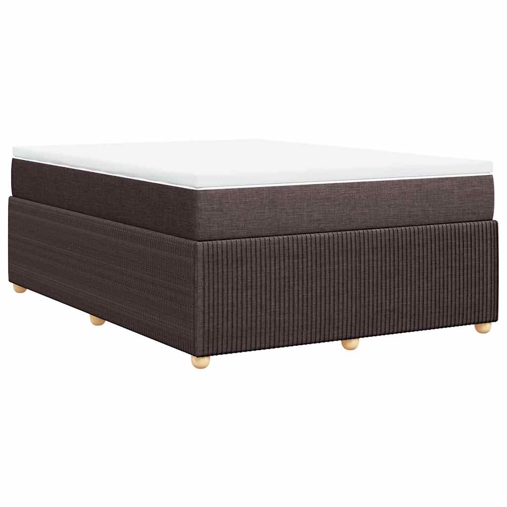 vidaXL Κρεβάτι Boxspring με Στρώμα Σκούρο Καφέ 140x190 εκ. Υφασμάτινο