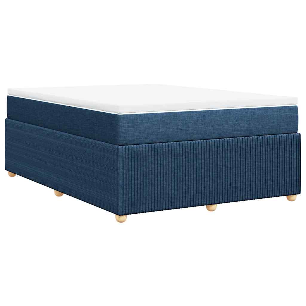 vidaXL Κρεβάτι Boxspring με Στρώμα Μπλε 140x190 εκ. Υφασμάτινο